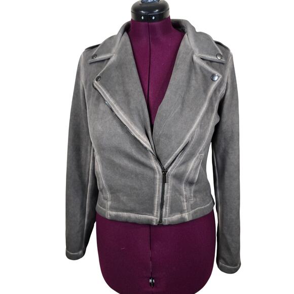 Women's Shinestar Gray Faded Look Suede Cropped Jacket | Size Medium - Picture 1 of 10